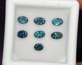 Natural Indicolite Tourmaline Lot 1.44 Carat Mix Size Oval Shape Faceted Gemstone 7 Piece Lot