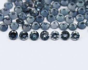 Lot seltener, natürlicher Blaubeer-Turmalin, 1,8 x 1,8 mm, runder, facettierter Edelstein