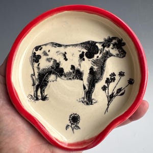 Cow Pottery Spoon Rest: Farmhouse Kitchen Decor