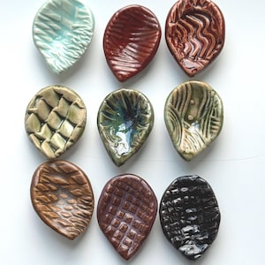 Textured Ceramic Worry Stone: Handmade Teardrop Palm Stone