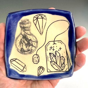 Handmade pottery Teabag holder, spoon rest, tiny tray, jewelry dish, ceramic dish, candleholder