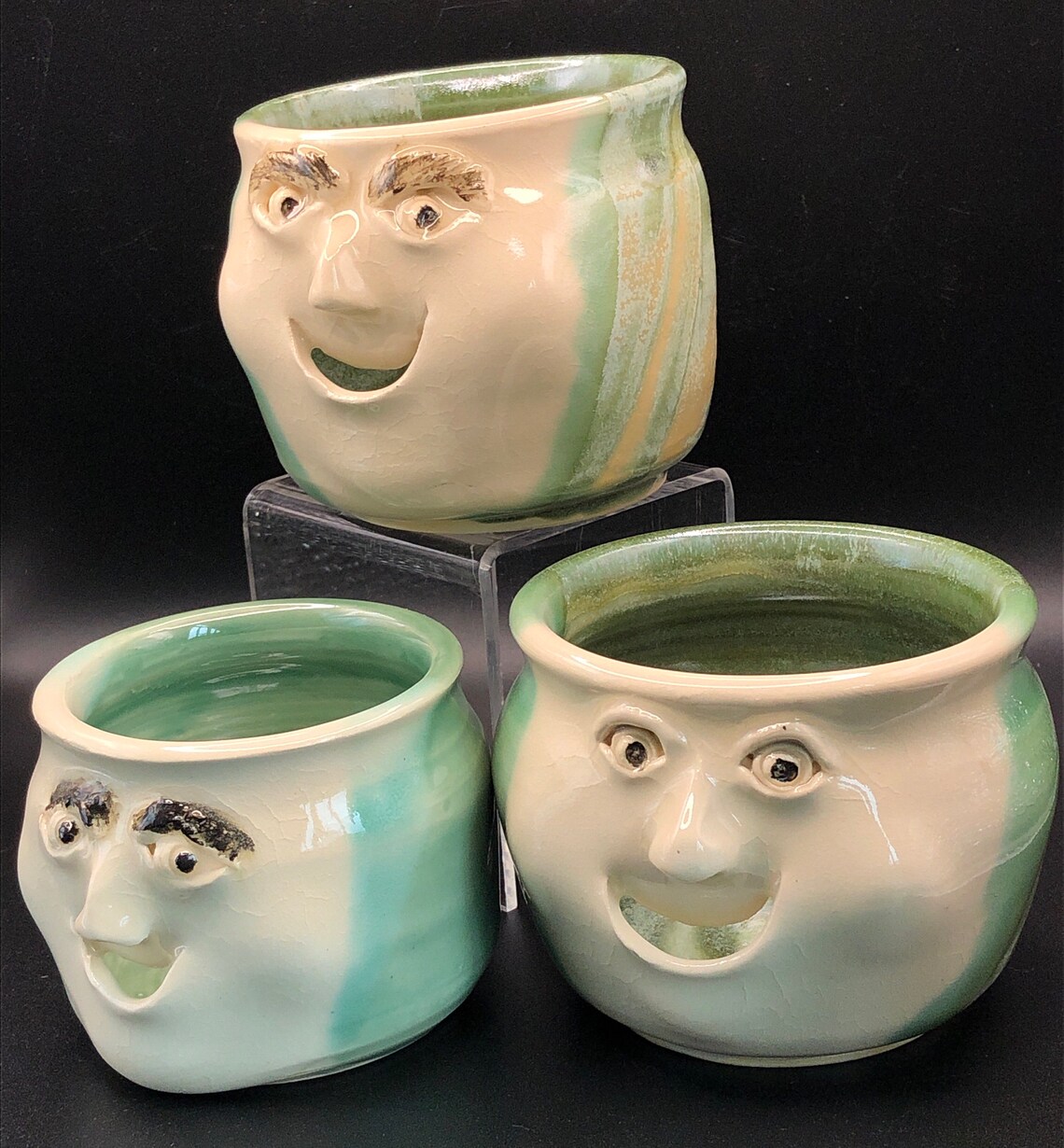 Ceramic Egg separator with face candle holder with face Etsy