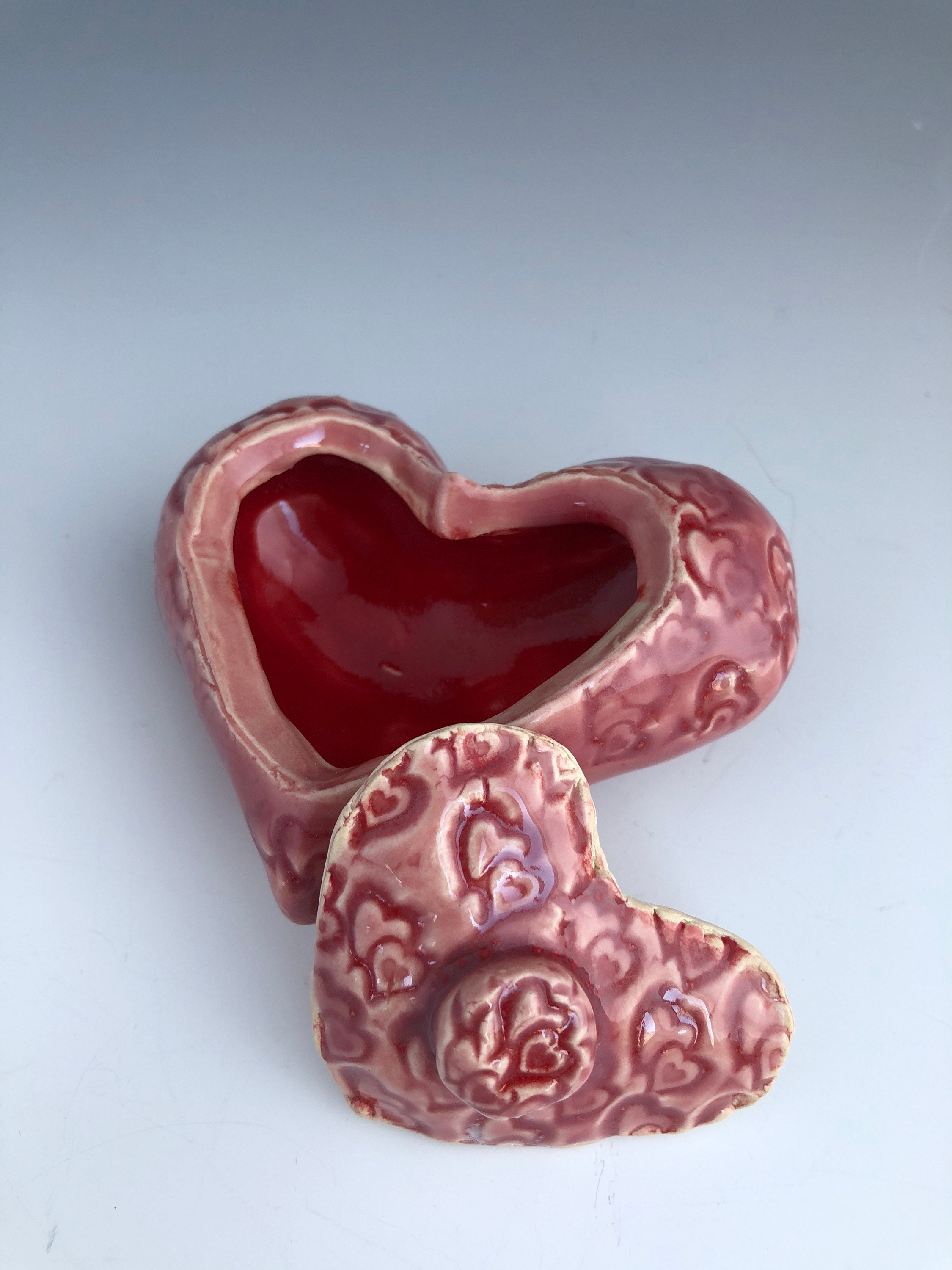 Heart box with lid Pink Ceramic heart box Secret keeper box Etsy