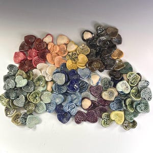 Handmade Ceramic Hearts 1.5 inch Small Decorative Pottery Pocket Hug Token