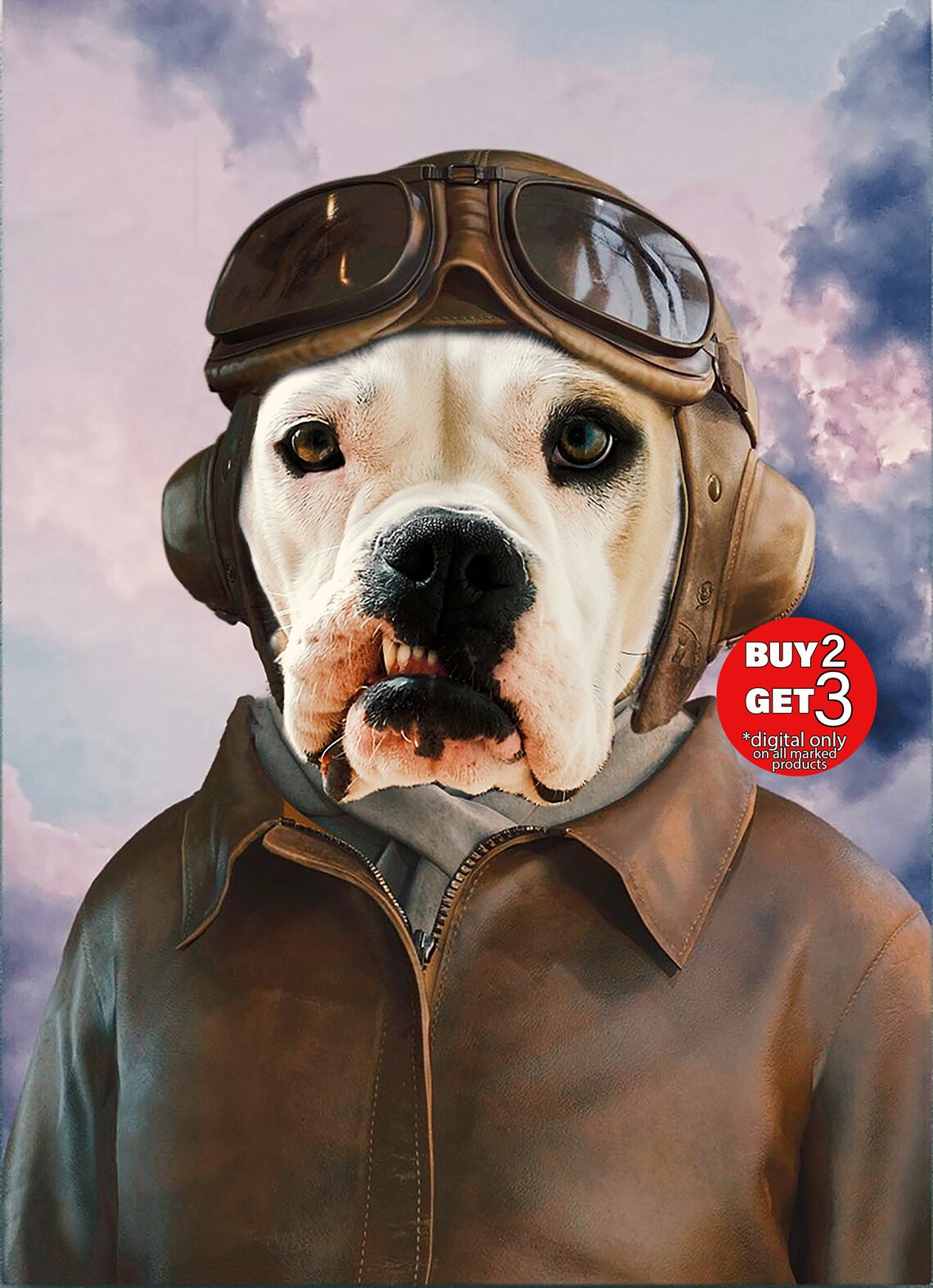 Helicopter Pilot Pet Portrait Dog Portrait Custom Painting Etsy