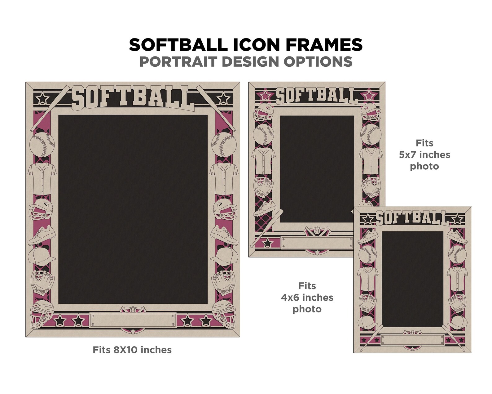 Softball Lessons Frame Softball Icon Frames - Includes Frame Sizes 4x6, 5x7, 8x10 in Landscape ...