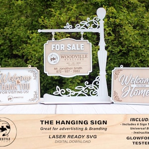 The Hanging Sign - SVG File Download - Sized for Glowforge - Customizable advertisement & branding Sign