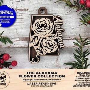 Alabama State Flower Collection - Ornaments, Keychains & Signage Included - SVG, PDF, AI File types - Works With All Lasers