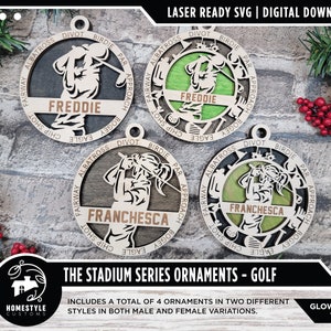 Golf - Stadium Series Ornaments - 4 Unique designs - SVG, PDF, AI File Download - Sized for Glowforge
