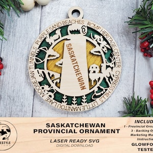 Ornement provincial de la Saskatchewan - Canada - Téléchargement de fichier SVG - Dimensionné pour Glowforge - Fichiers numériques prêts au laser