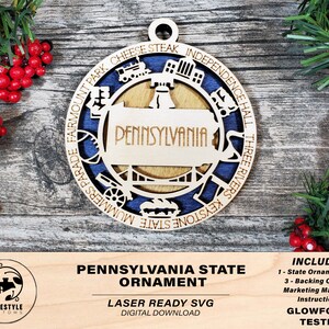 Pennsylvania State Ornament - SVG Datei Download - Größe für Glowforge - Laser Ready Digital Files