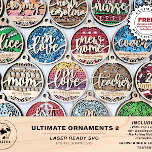 Ultimate Ornaments 2 - 250+ Top Layers and 50+ interchangeable Backings - SVG, PDF, AI File Download - Sized for Glowforge