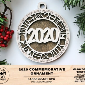 2020 Commemorative Ornament - SVG File Download - Sized for Glowforge - Christmas
