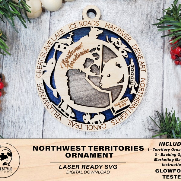 Northwest Territories Ornament - Canada - SVG File Download - Sized for Glowforge - Laser Ready Digital Files