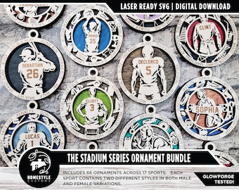 Stadium Series Ornament Bundle - 66 Unique designs - SVG, PDF, AI File Download - Sized for Glowforge