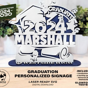 Graduation Personalized Signage (2023 to 2030) - SVG File Download - Sized for Glowforge - Customizable Monogram