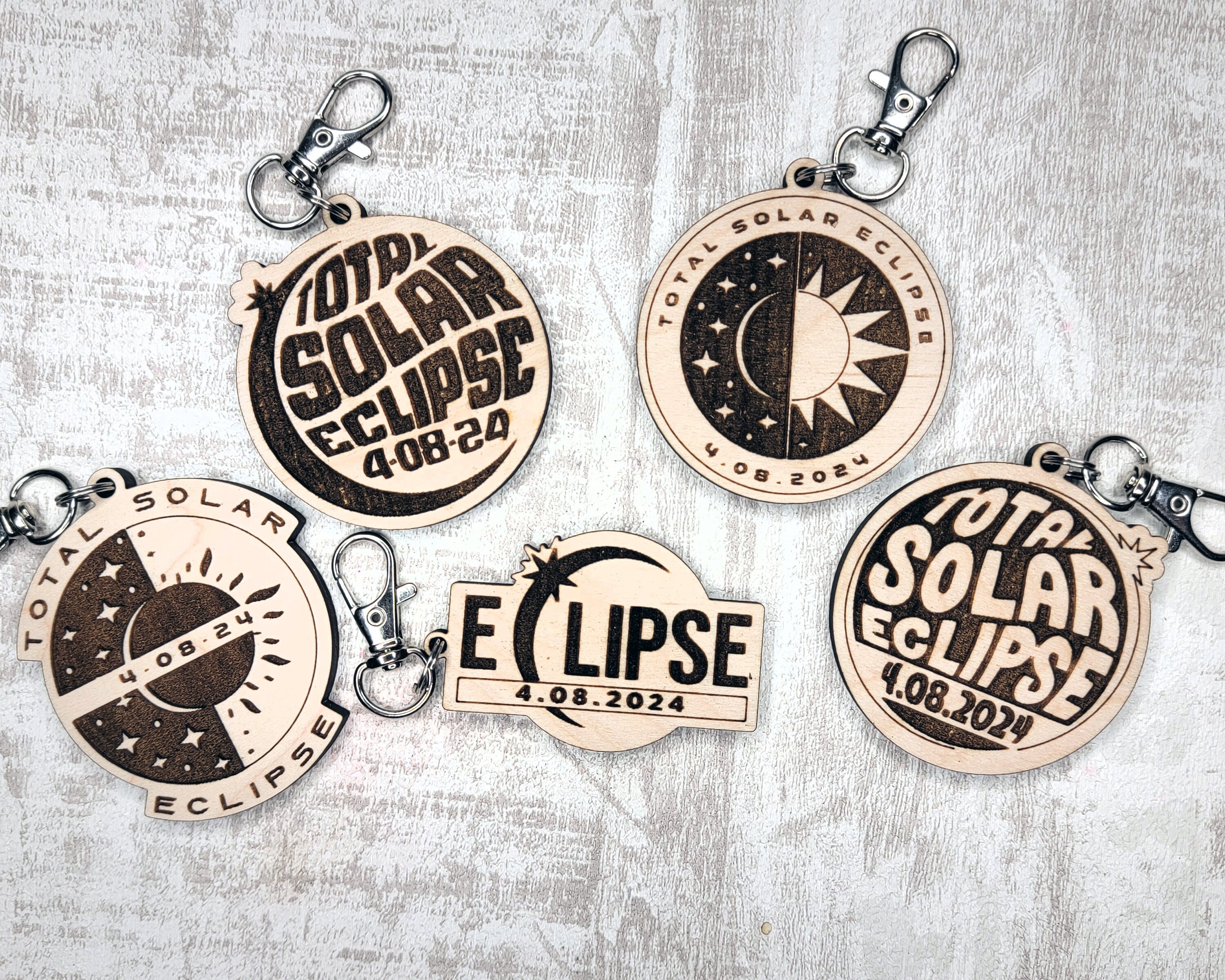 Solar Eclipse Keychains - 7 Options Included - Tested on Glowforge ...