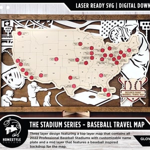 Die Stadien Serie Baseball Karte - Stadion Tracker - SVG Datei Download - Größe für Glowforge