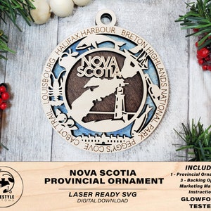 Nova Scotia Provincial Ornament - Canada - SVG File Download - Formaat voor Glowforge - Laser Ready Digital Files