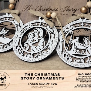 The Christmas Story Ornaments - 8 Unique Designs in 4 Styles - Tested on Glowforge & Lightburn