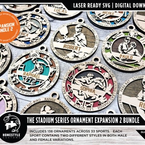 Stadium Series Ornaments Expansion 2 - 138 Unique designs 33 Sports - SVG, PDF, AI File Download - Glowforge and Lightburn Tested