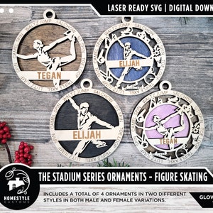 Figure Skating - Stadium Series Ornaments - 4 Unique designs - SVG, PDF, AI File Download - Sized for Glowforge