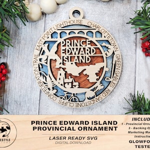 Prince Edward Island Provincial Ornament - Kanada - SVG Datei Download - Größe für Glowforge - Laser Ready Digital Files