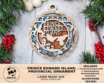 Prince Edward Island Provincial Ornament - Canada - SVG File Download - Sized for Glowforge - Laser Ready Digital Files