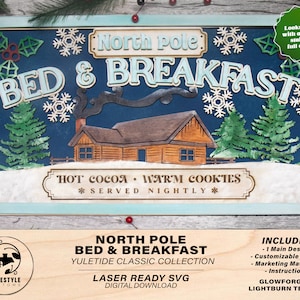 Bed and Breakfast - Yuletide Classic Signage - Inclusief 1 aanpasbaar en niet-aanpasbaar bord - Getest op Glowforge & Lightburn