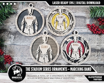 Marching Band - Stadium Series Ornaments - 4 Einzigartige Designs - SVG, PDF, AI Datei Download - Größe für Glowforge