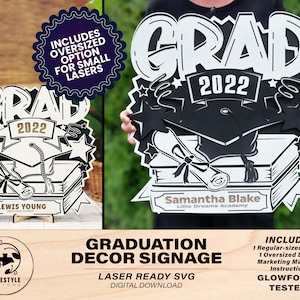 Graduation Decor Signage - Regular and Oversized Version included for Smaller Lasers - SVG File Download - Sized & Tested in Glowforge