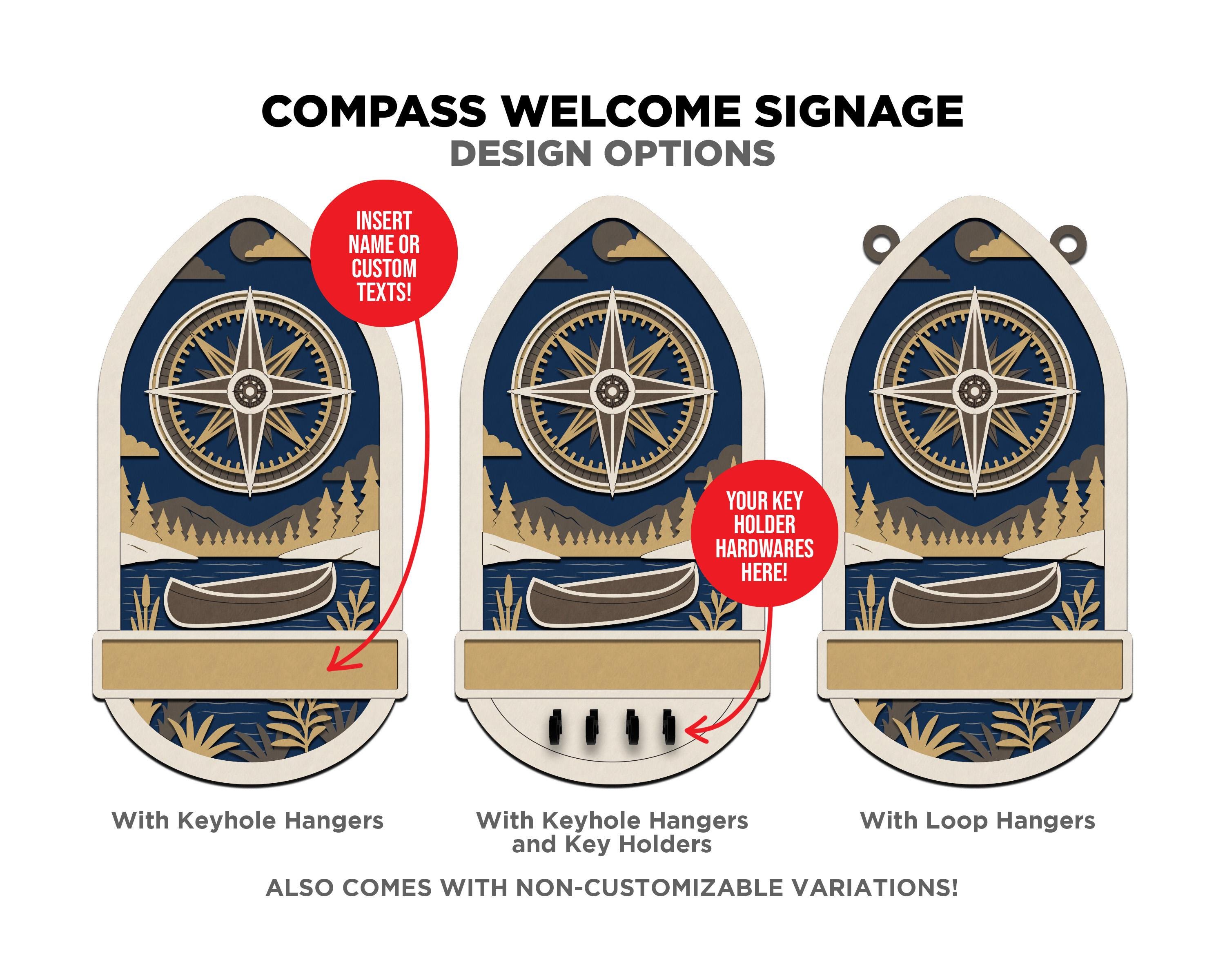 Welcome Door Hanger Signage - Anchor, Compass, Flower - SVG, PDF, AI ...