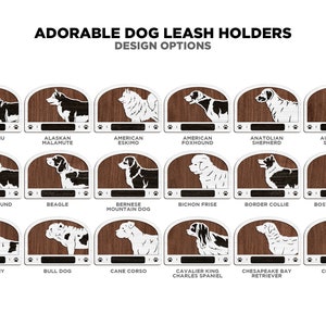 Adorable Dog Leash Holders Pack 1 50 Breeds included SVG, PDF,AI file types Glowforge and Lightburn Tested zdjęcie 6