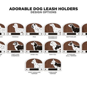 Adorable Dog Leash Holders Pack 1 50 Breeds included SVG, PDF,AI file types Glowforge and Lightburn Tested zdjęcie 8