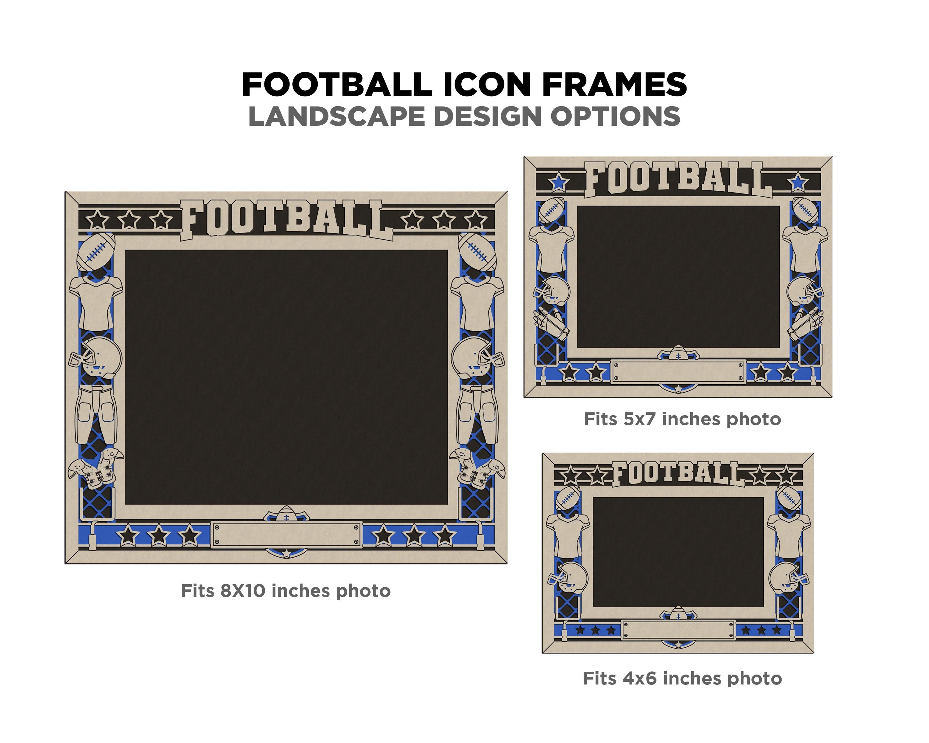 Football For Frame Insert Football Icon Frames - Includes Frame Sizes 4x6, 5x7, 8x10 in Landscape ...
