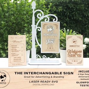 Interchangable Sign - SVG File Download - Sized for Glowforge - Customizable advertisement & branding Sign