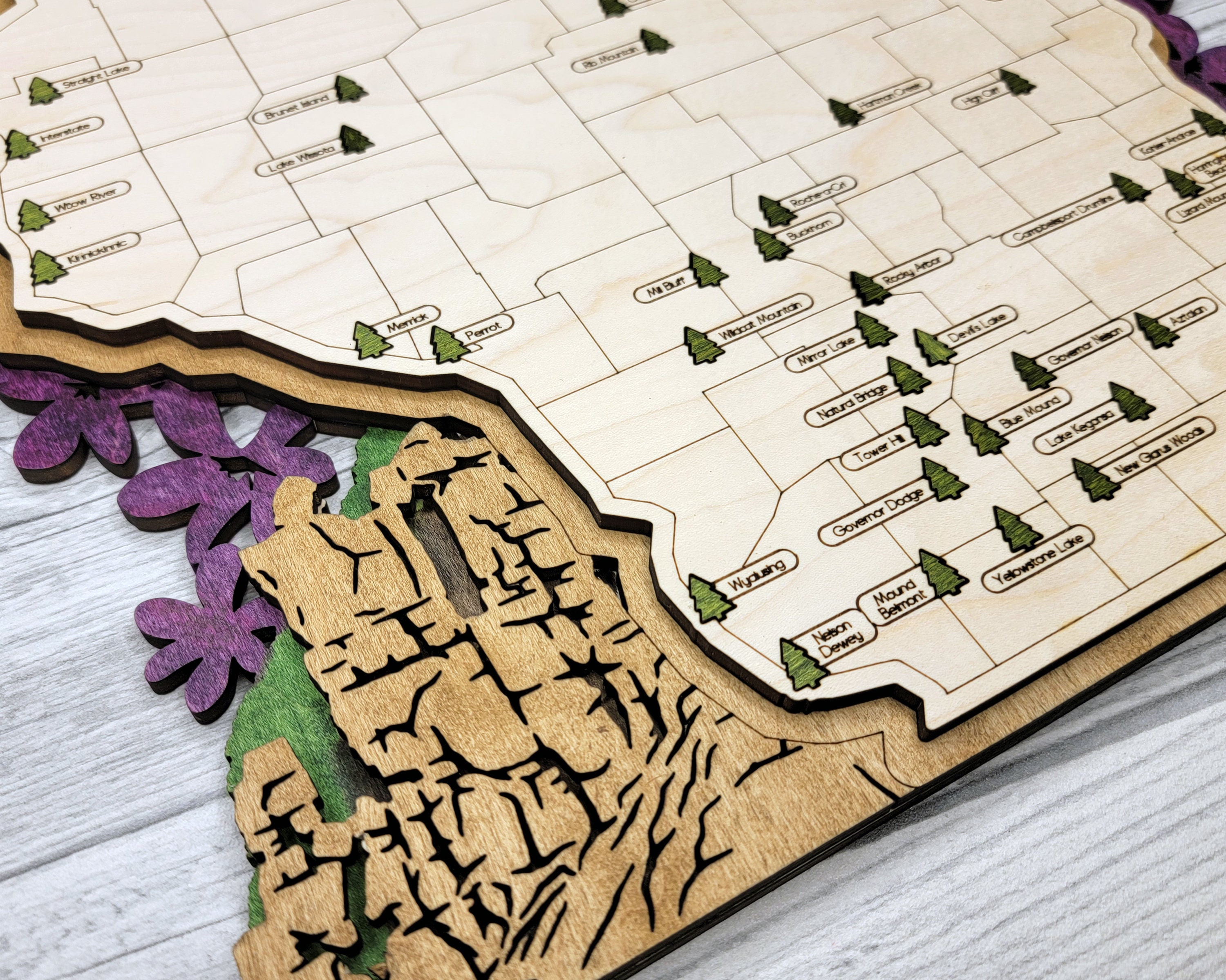 The Wisconsin State Park Map - Custom and Non Customizable Options 