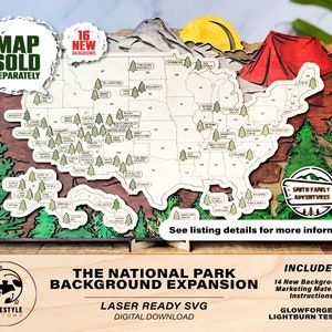 The National Park Background Expansion - 16 Backgrounds - Map Sold Separately - SVG, PDF File Download - Tested in Lightburn and Glowforge