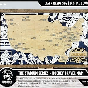 The Stadien Serie Hockey Map - Stadion Tracker - SVG Datei Download - Größe für Glowforge
