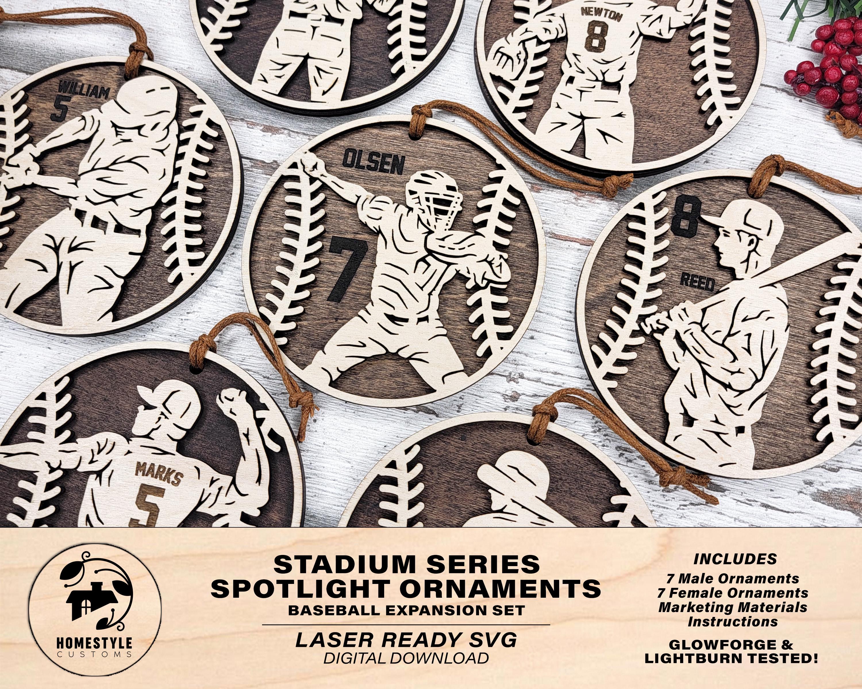 Stadium Series Spotlight Ornaments - Baseball Expansion Set - 14 Ornaments - SVG, PDF, AI File Download - Works with all Laser Types