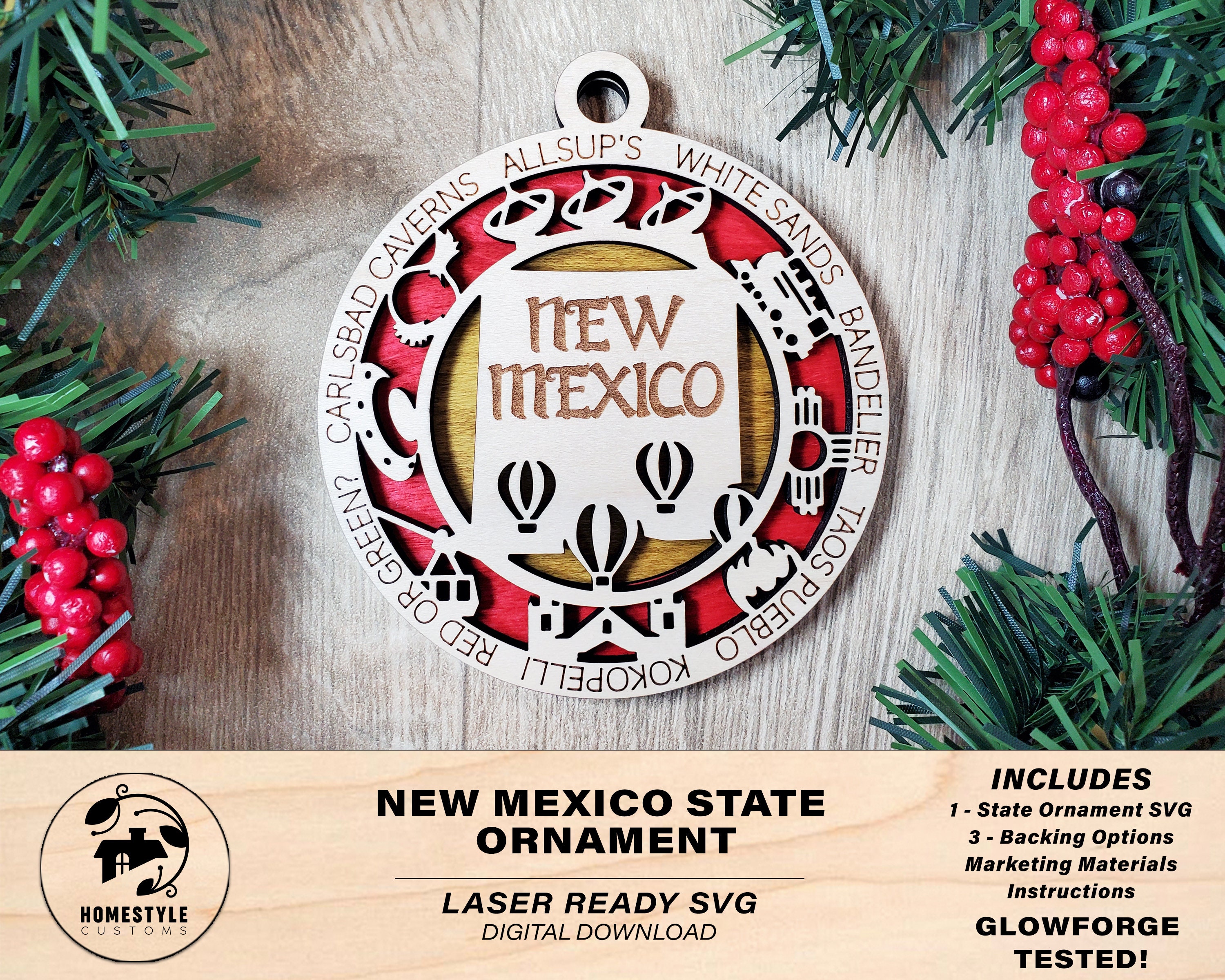 Nm Rld Svg New Mexico State Ornament - SVG File Download - Sized for Glowforge ...