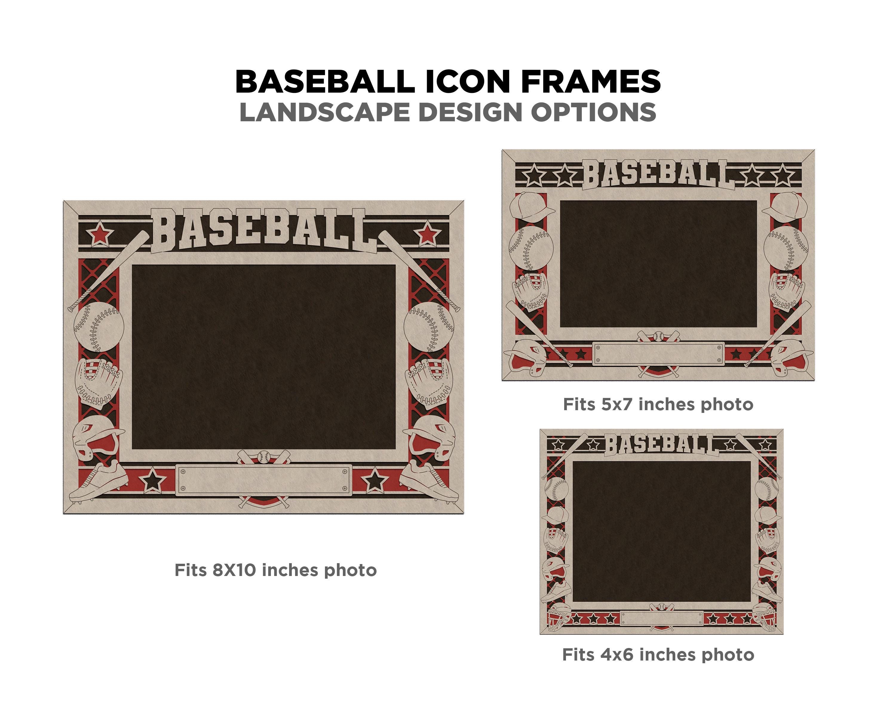 Baseball Icon Frames - Includes Frame Sizes 4x6, 5x7, 8x10 in Landscape ...