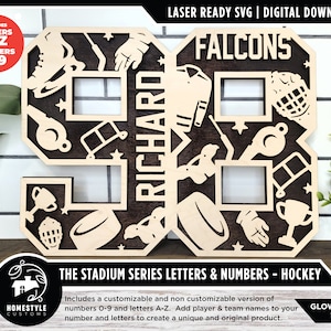 Stadium Series Letters and Numbers - Hockey - Customizable and Non Customizable options included - Tested on Glowforge & Lightburn