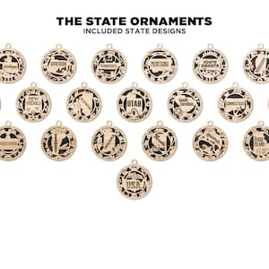 United States Ornament Bundle 52 Unique designs for each State SVG File Download Sized for Glowforge image 7