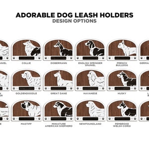 Adorables supports de laisse pour chien Pack 1 50 races incluses Types de fichiers SVG, PDF, AI Glowforge et Lightburn Testés image 7