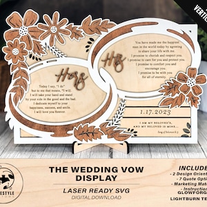 The Wedding Vow Display - Horizontal and Vertical versions included - SVG File Download - Glowforge & Lightburn Tested