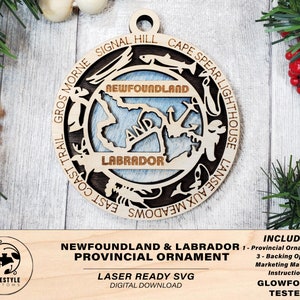 Newfoundland and Labrador Provincial Ornament - Canada - SVG File Download - Sized for Glowforge - Laser Ready Digital Files