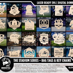 Stadium Series Sport Bag Tags & Schlüsselanhänger - 15 Designs - SVG Datei Download - Size for Glowforge