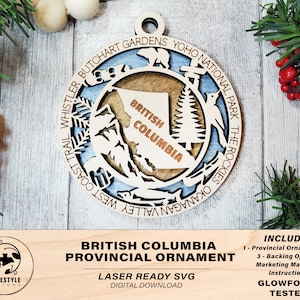 British Columbia Provincial Ornament - Canada - SVG File Download - Sized for Glowforge - Laser Ready Digital Files