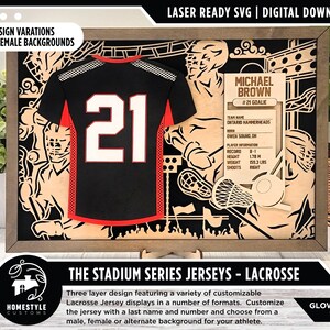 Stadium Series Jerseys - Lacrosse - 3 Variations - Male, Female & Alternate Backgrounds - SVG File Download - Sized for Glowforge